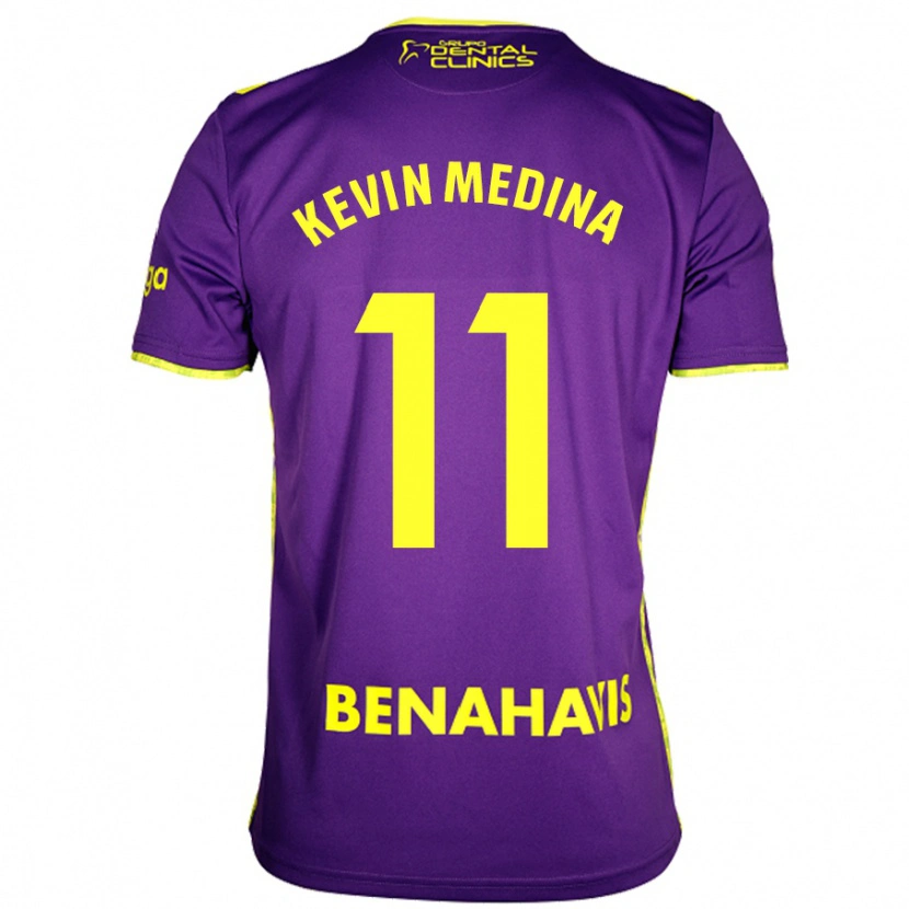 Danxen Enfant Maillot Kevin Medina #11 Violet Jaune Tenues Extérieur 2024/25 T-Shirt