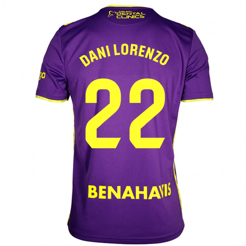 Danxen Enfant Maillot Dani Lorenzo #22 Violet Jaune Tenues Extérieur 2024/25 T-Shirt