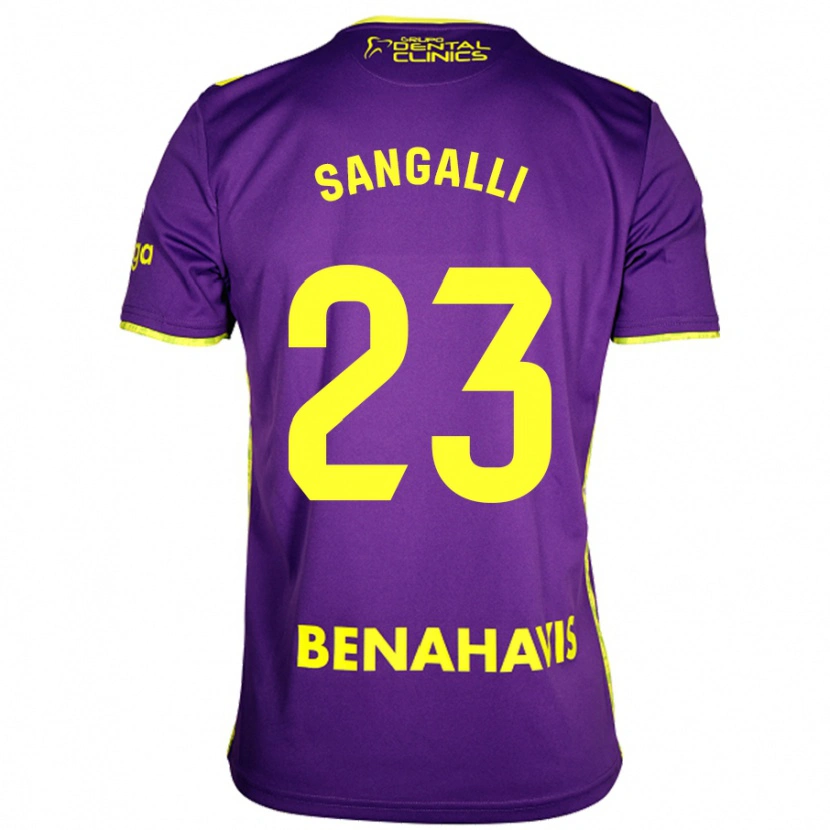 Danxen Enfant Maillot Luca Sangalli #23 Violet Jaune Tenues Extérieur 2024/25 T-Shirt