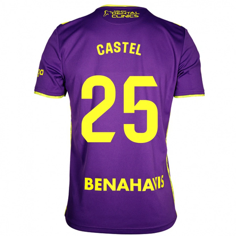 Danxen Enfant Maillot Sergio Castel #25 Violet Jaune Tenues Extérieur 2024/25 T-Shirt