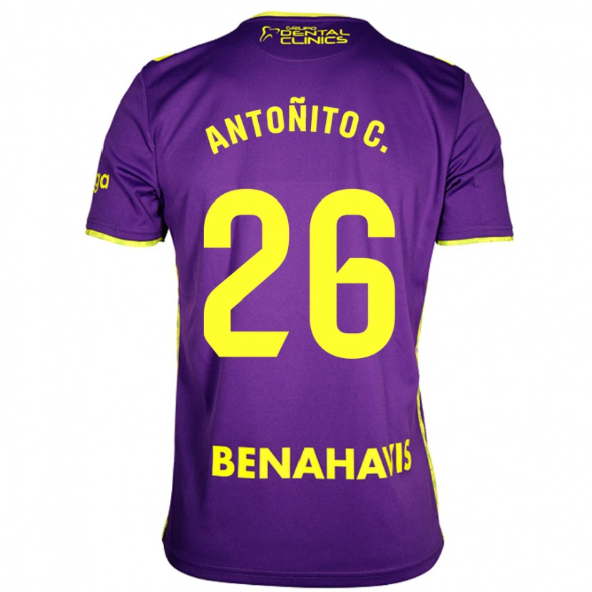 Danxen Enfant Maillot Antonio Cordero #26 Violet Jaune Tenues Extérieur 2024/25 T-Shirt