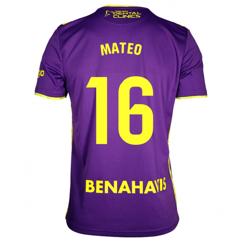 Danxen Enfant Maillot Ángel Mateo #16 Violet Jaune Tenues Extérieur 2024/25 T-Shirt