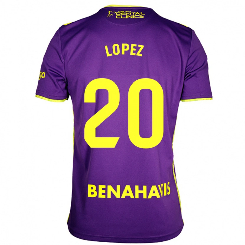 Danxen Enfant Maillot Adri López #20 Violet Jaune Tenues Extérieur 2024/25 T-Shirt