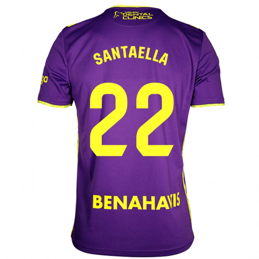 Danxen Enfant Maillot Miguel Ángel Santaella #22 Violet Jaune Tenues Extérieur 2024/25 T-Shirt