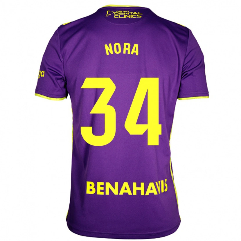 Danxen Enfant Maillot Nora #34 Violet Jaune Tenues Extérieur 2024/25 T-Shirt