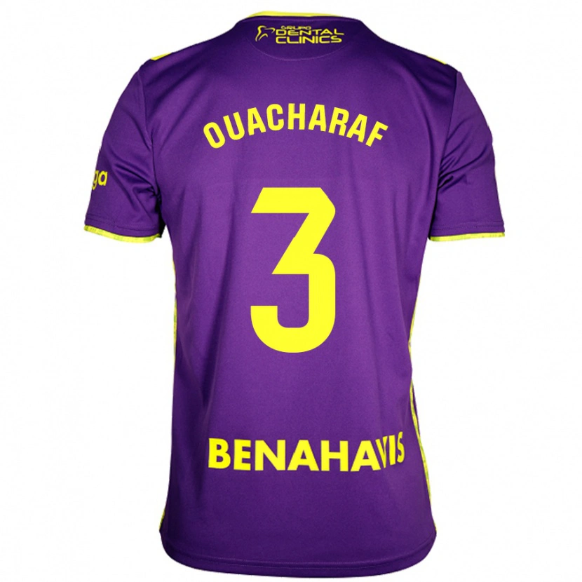 Danxen Enfant Maillot Bilal Ouacharaf #3 Violet Jaune Tenues Extérieur 2024/25 T-Shirt