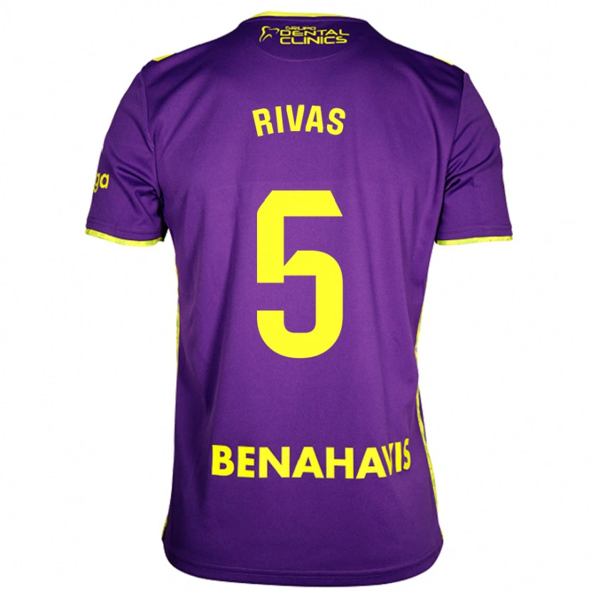 Danxen Enfant Maillot Juande Rivas #5 Violet Jaune Tenues Extérieur 2024/25 T-Shirt