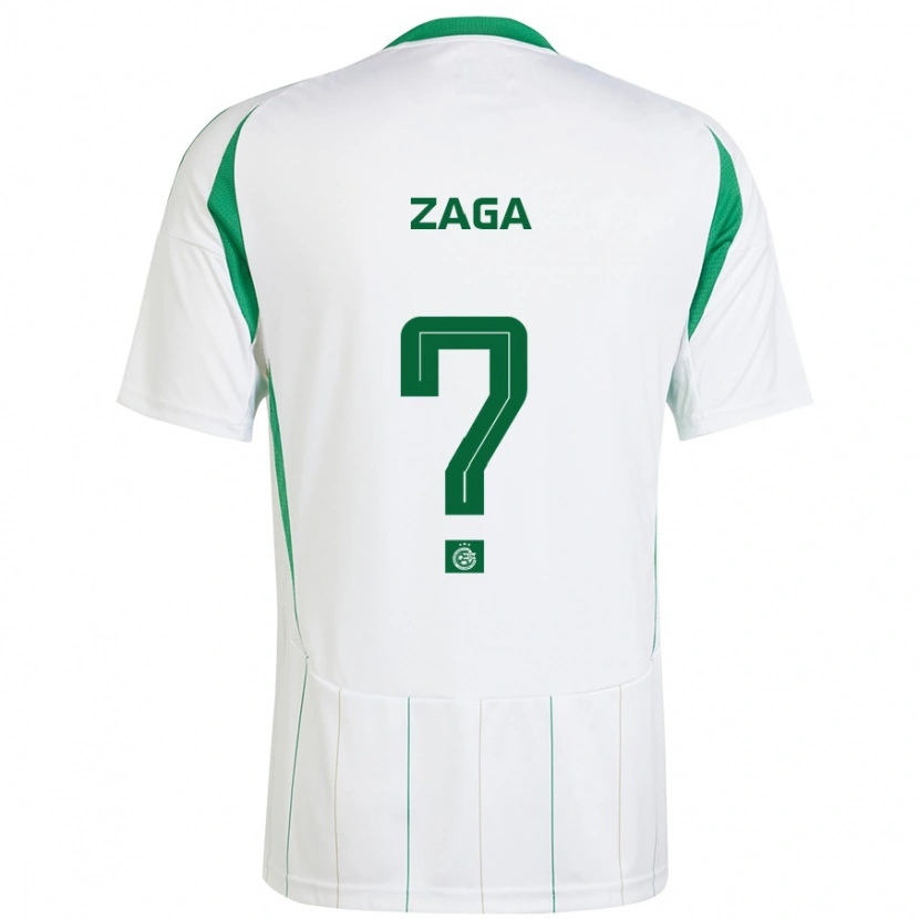 Danxen Enfant Maillot Binyamin Zaga #0 Blanc Vert Tenues Extérieur 2024/25 T-Shirt