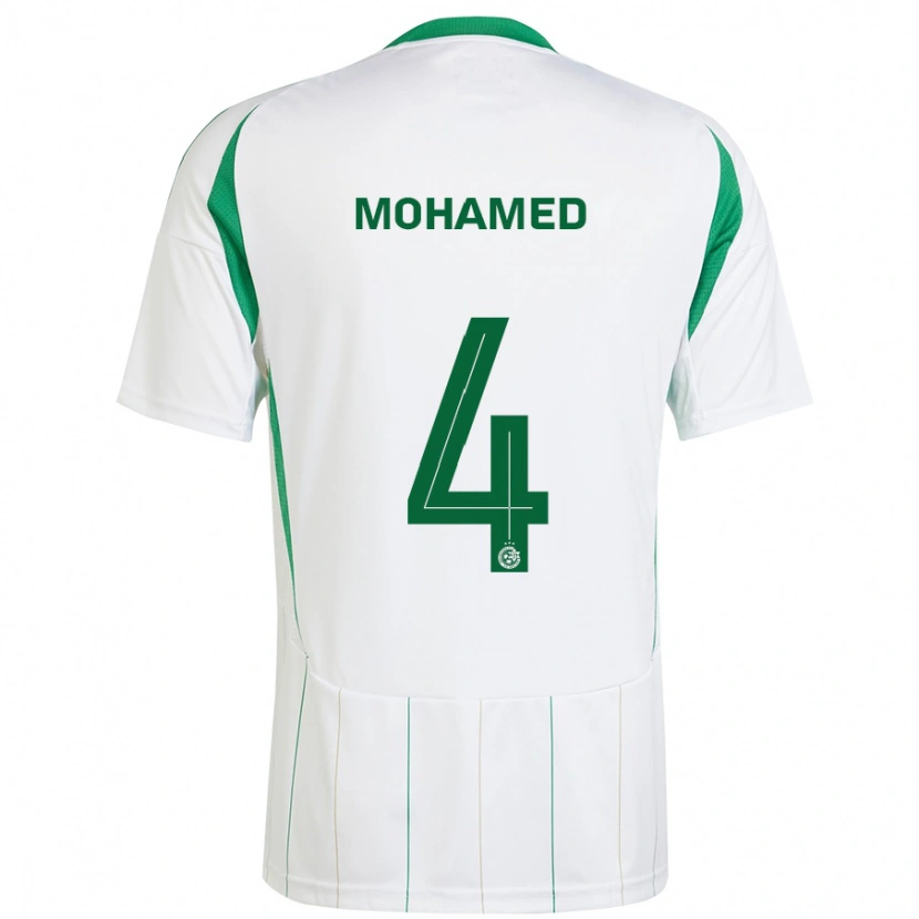 Danxen Enfant Maillot Ali Mohamed #4 Blanc Vert Tenues Extérieur 2024/25 T-Shirt