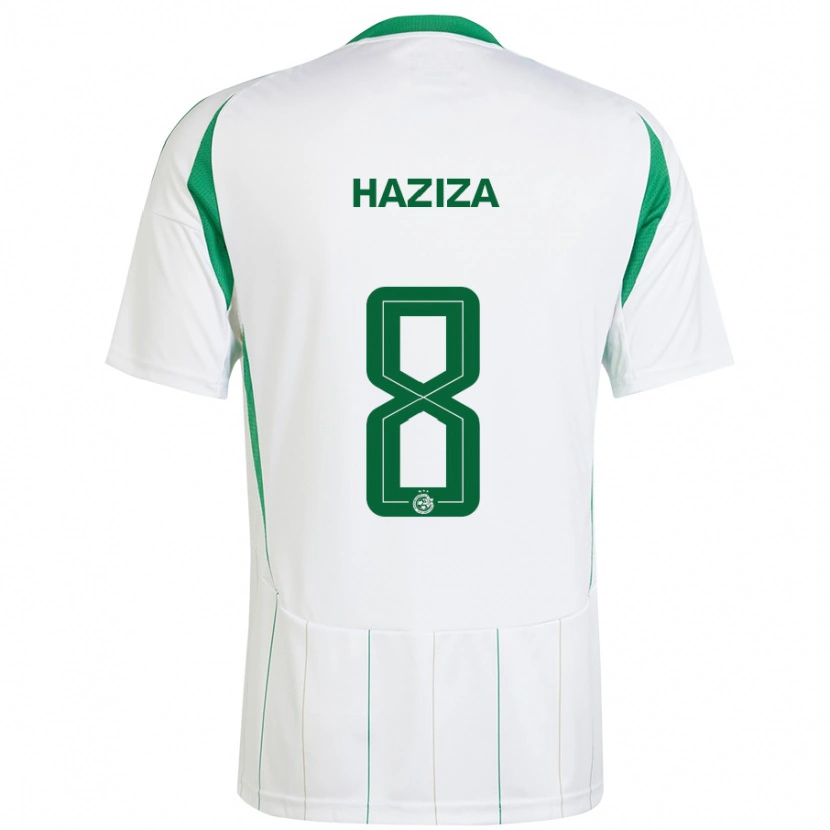 Danxen Enfant Maillot Dolev Haziza #8 Blanc Vert Tenues Extérieur 2024/25 T-Shirt