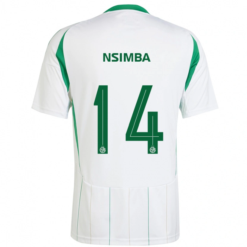 Danxen Enfant Maillot Vital Nsimba #14 Blanc Vert Tenues Extérieur 2024/25 T-Shirt