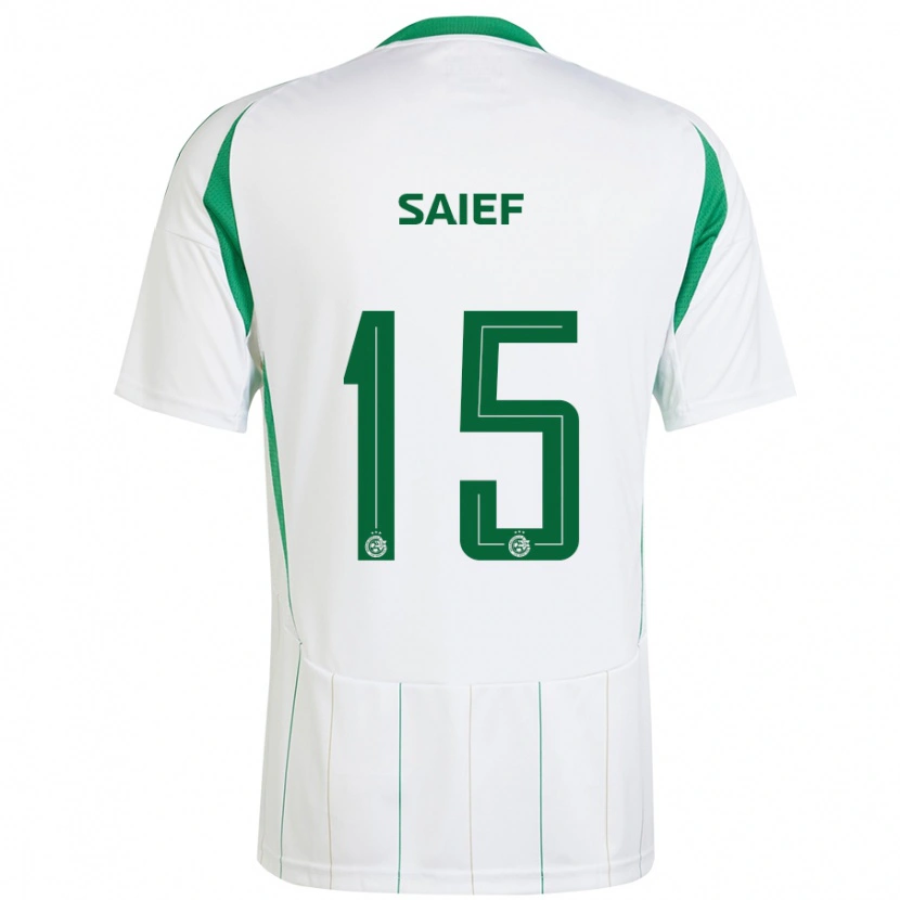 Danxen Enfant Maillot Kenny Saief #15 Blanc Vert Tenues Extérieur 2024/25 T-Shirt