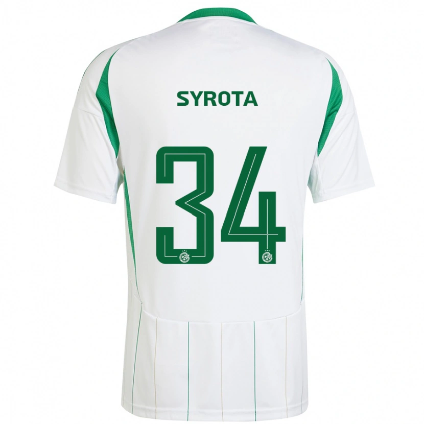 Danxen Enfant Maillot Oleksandr Syrota #34 Blanc Vert Tenues Extérieur 2024/25 T-Shirt