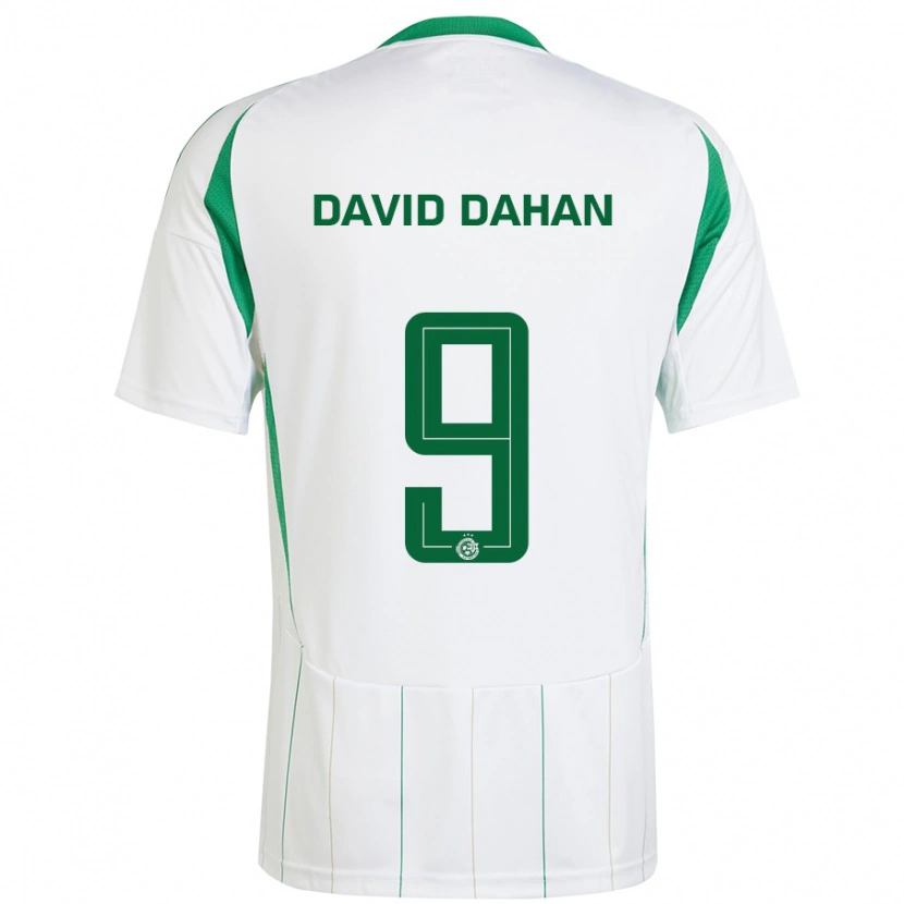 Danxen Enfant Maillot Omer David Dahan #9 Blanc Vert Tenues Extérieur 2024/25 T-Shirt