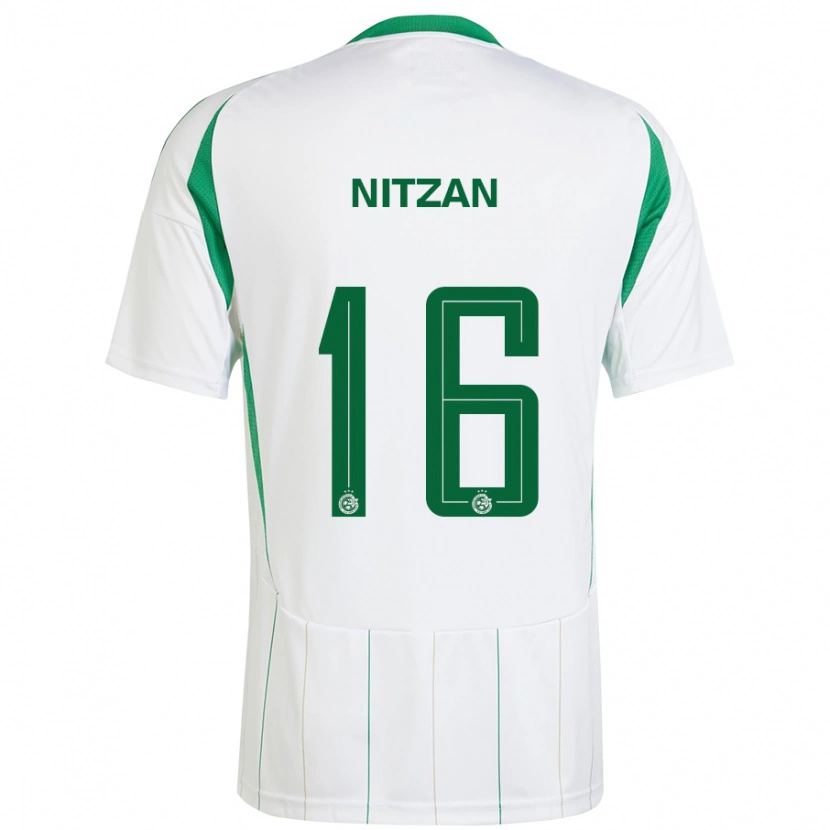 Danxen Enfant Maillot Itamar Nitzan #16 Blanc Vert Tenues Extérieur 2024/25 T-Shirt