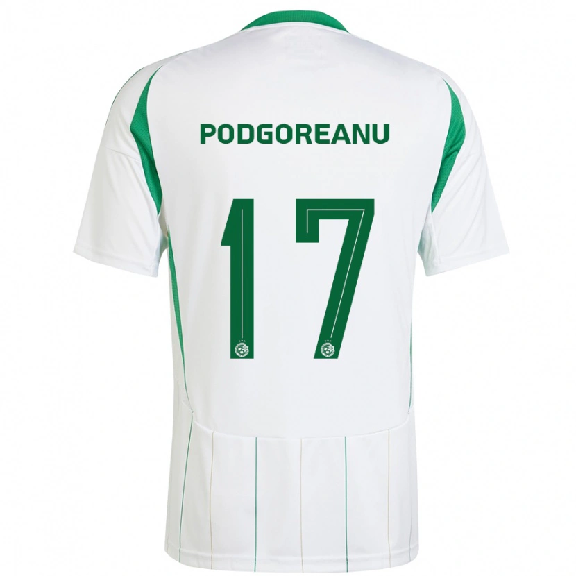 Danxen Enfant Maillot Suf Podgoreanu #17 Blanc Vert Tenues Extérieur 2024/25 T-Shirt