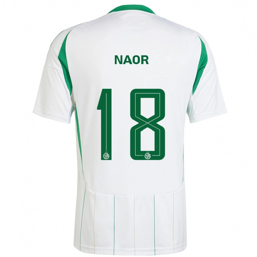 Danxen Enfant Maillot Goni Naor #18 Blanc Vert Tenues Extérieur 2024/25 T-Shirt