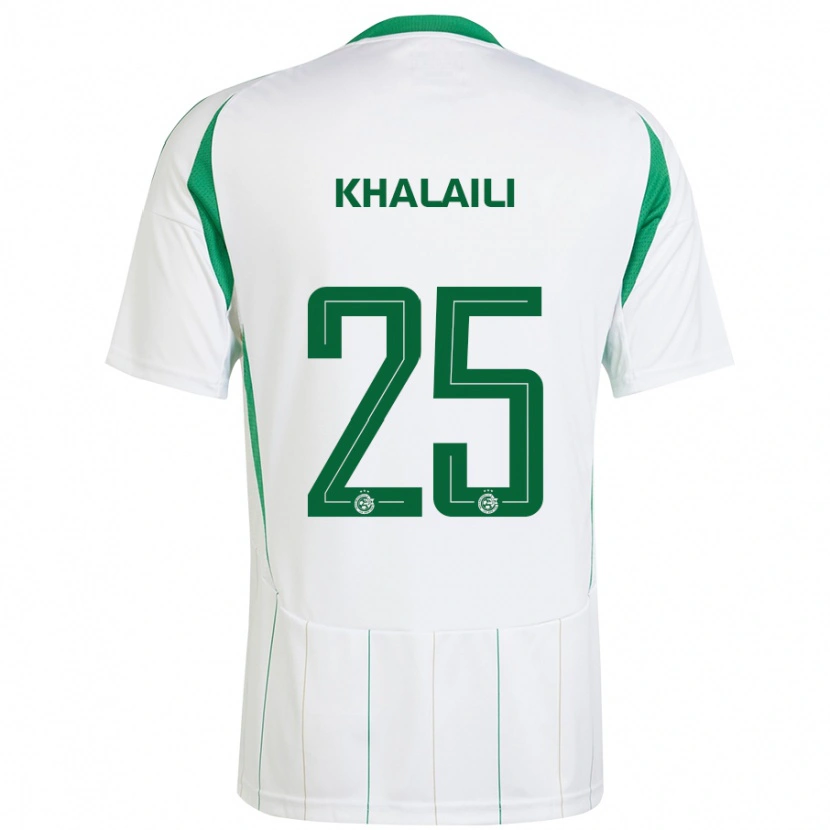 Danxen Enfant Maillot Anan Khalaili #25 Blanc Vert Tenues Extérieur 2024/25 T-Shirt