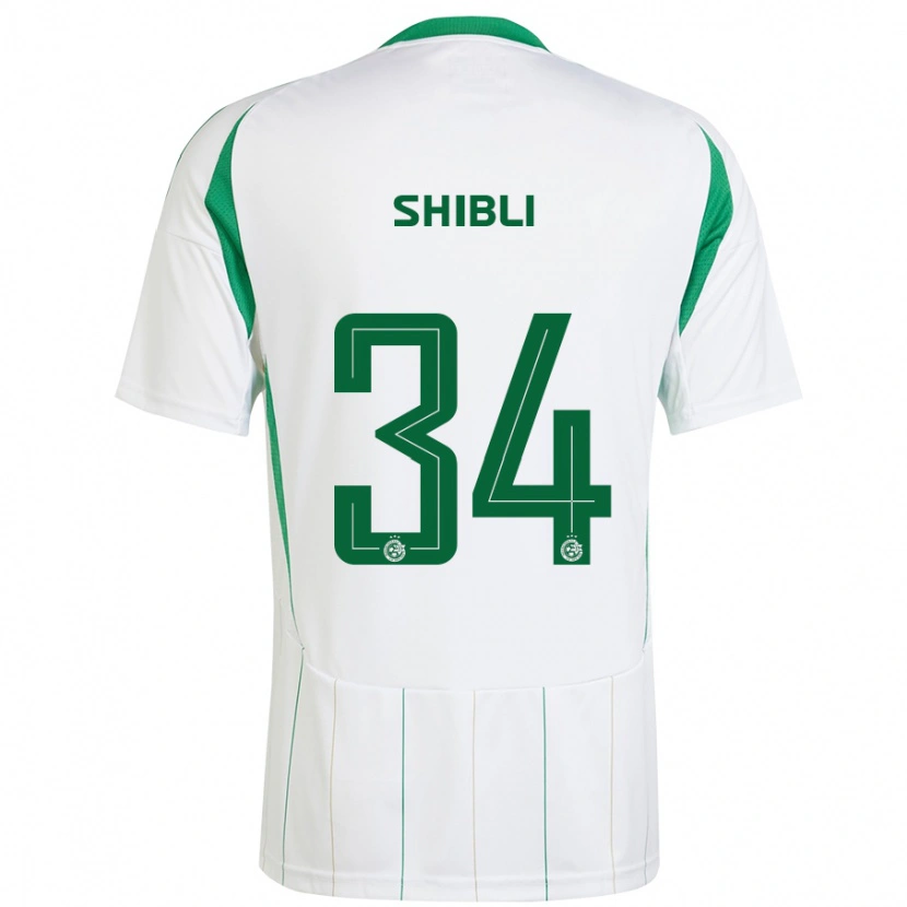 Danxen Enfant Maillot Hamza Shibli #34 Blanc Vert Tenues Extérieur 2024/25 T-Shirt