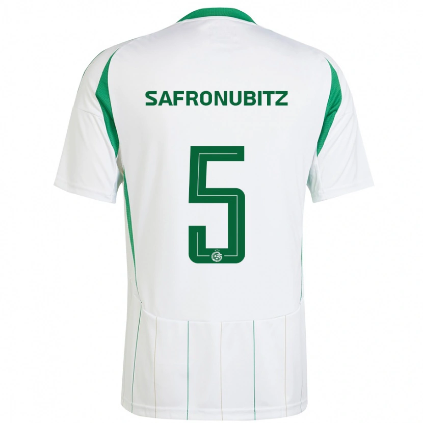 Danxen Enfant Maillot Dan Safronubitz #5 Blanc Vert Tenues Extérieur 2024/25 T-Shirt