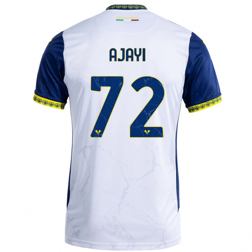 Danxen Enfant Maillot Junior Ajayi #72 Blanc Bleu Tenues Extérieur 2024/25 T-Shirt