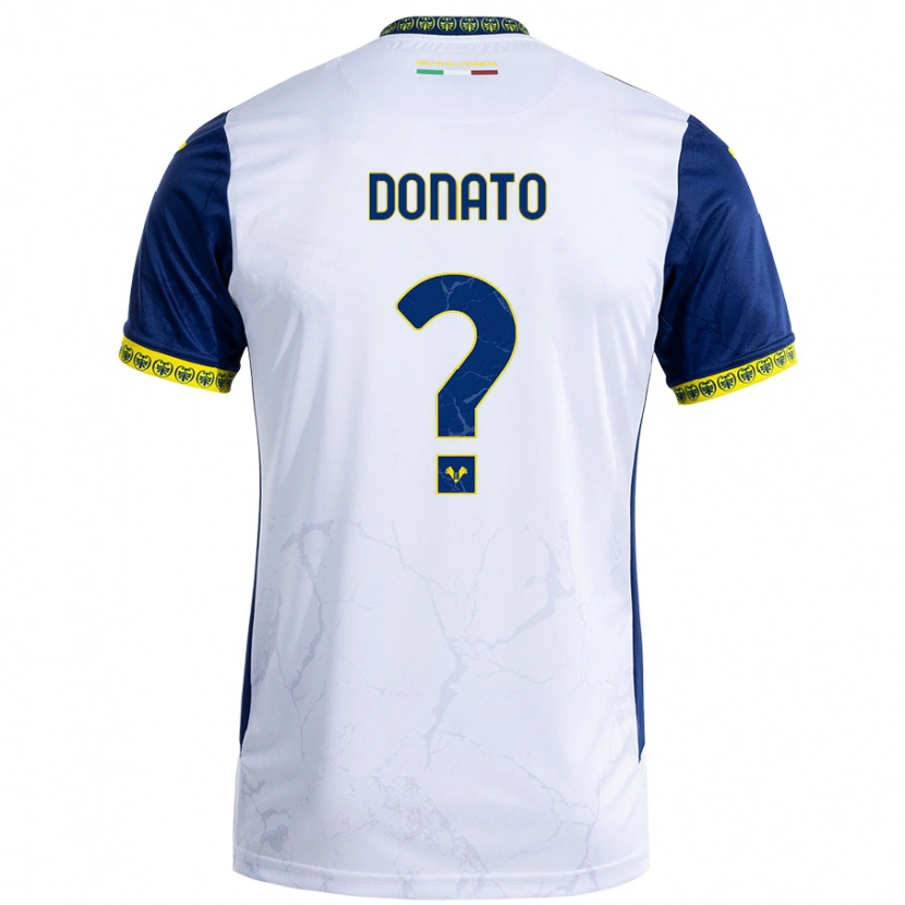 Danxen Enfant Maillot Domenico Donato #0 Blanc Bleu Tenues Extérieur 2024/25 T-Shirt