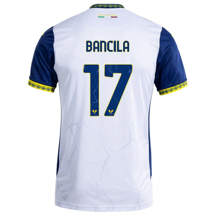 Danxen Enfant Maillot Darius Băncilă #17 Blanc Bleu Tenues Extérieur 2024/25 T-Shirt