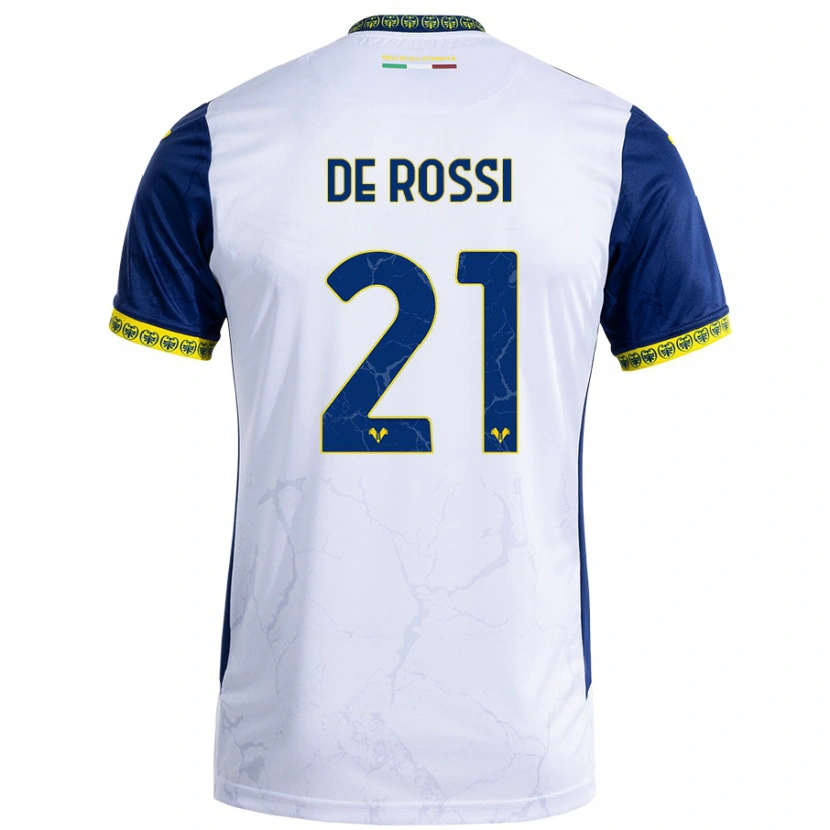 Danxen Enfant Maillot Michele De Rossi #21 Blanc Bleu Tenues Extérieur 2024/25 T-Shirt