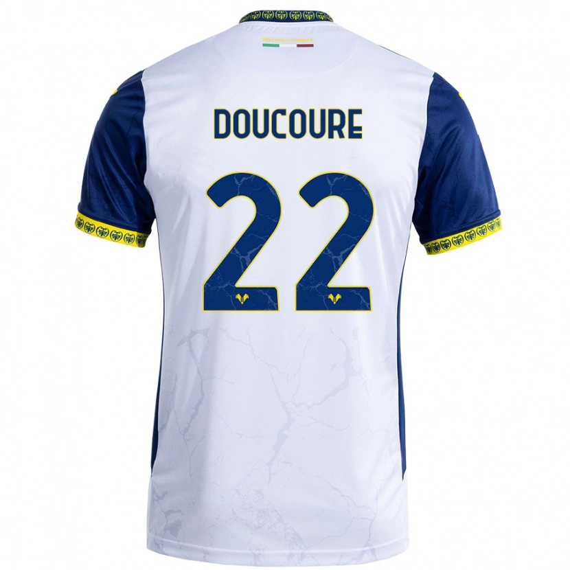 Danxen Enfant Maillot Mamedi Doucouré #22 Blanc Bleu Tenues Extérieur 2024/25 T-Shirt