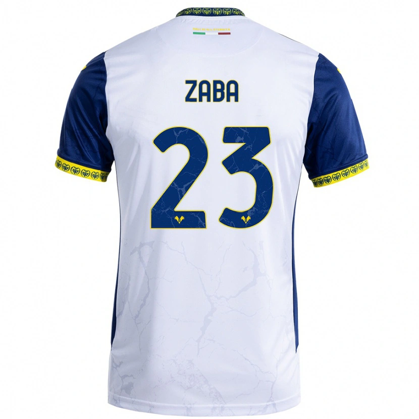 Danxen Enfant Maillot Nelson Zaba #23 Blanc Bleu Tenues Extérieur 2024/25 T-Shirt