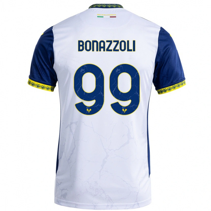 Danxen Enfant Maillot Federico Bonazzoli #99 Blanc Bleu Tenues Extérieur 2024/25 T-Shirt