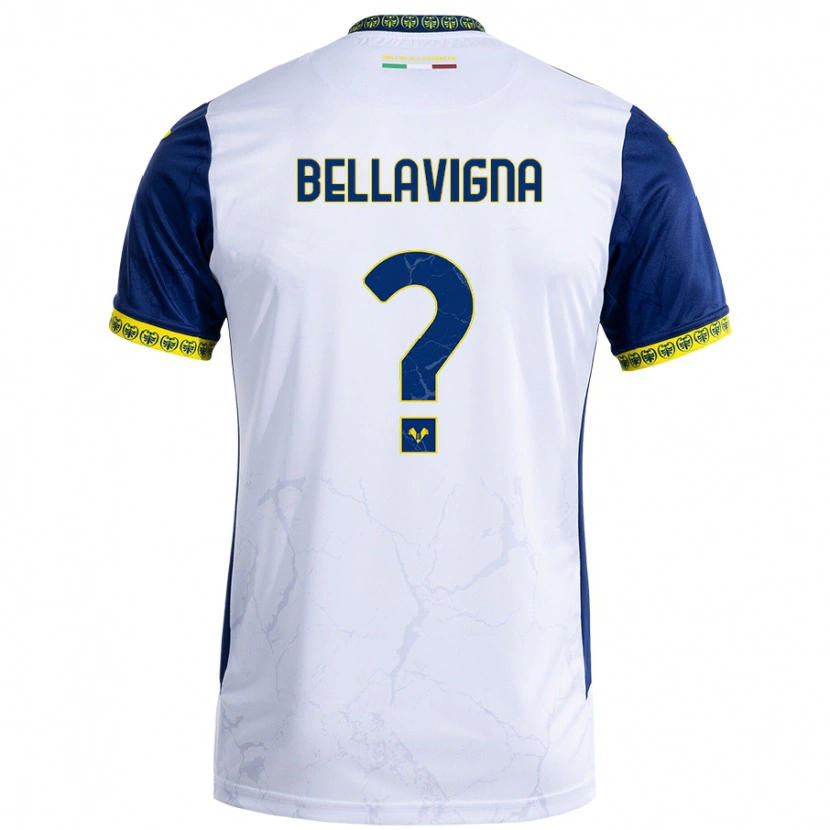 Danxen Enfant Maillot Marco Bellavigna #0 Blanc Bleu Tenues Extérieur 2024/25 T-Shirt