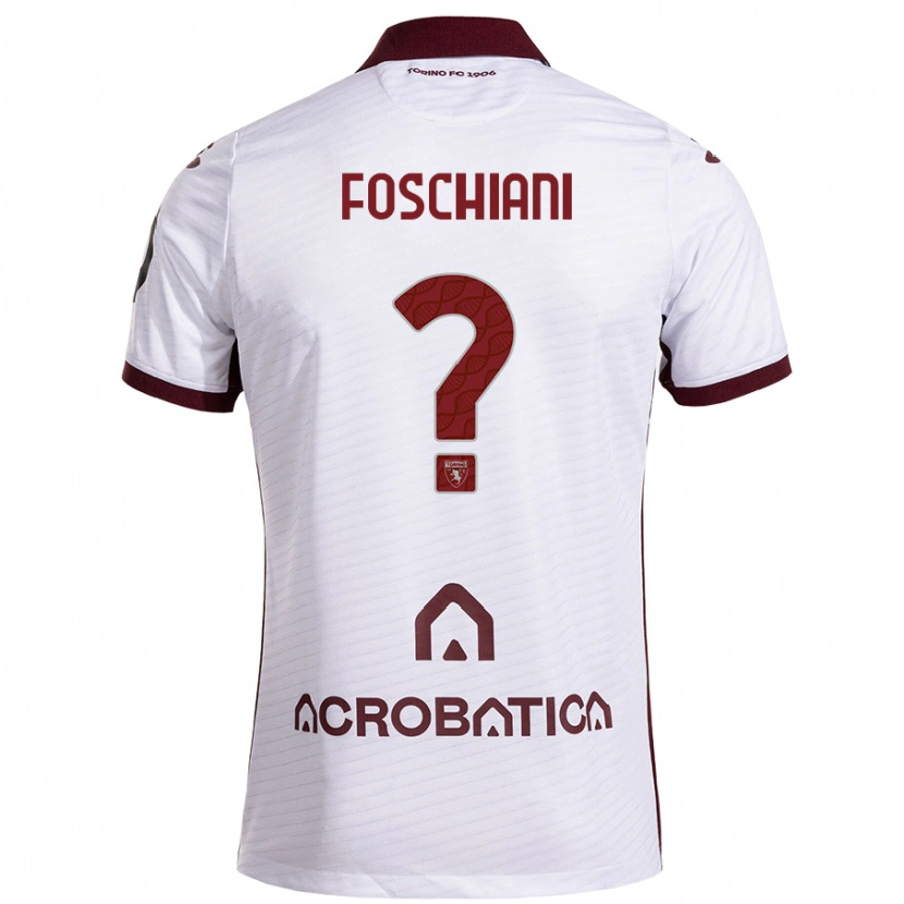 Danxen Enfant Maillot Francesco Foschiani #0 Blanc Marron Tenues Extérieur 2024/25 T-Shirt