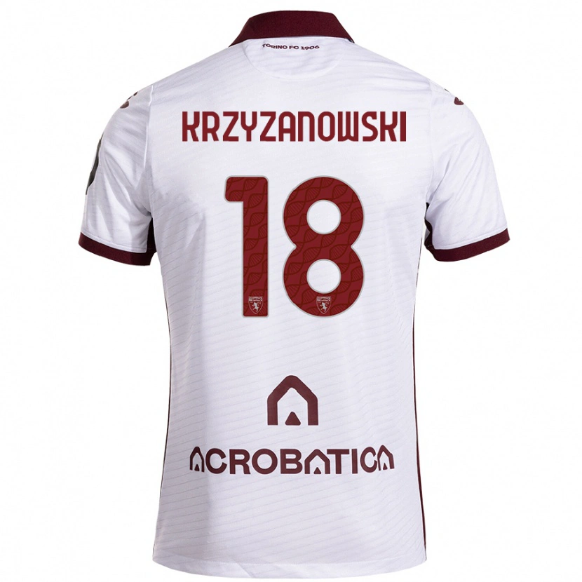 Danxen Enfant Maillot Jakub Krzyzanowski #18 Blanc Marron Tenues Extérieur 2024/25 T-Shirt