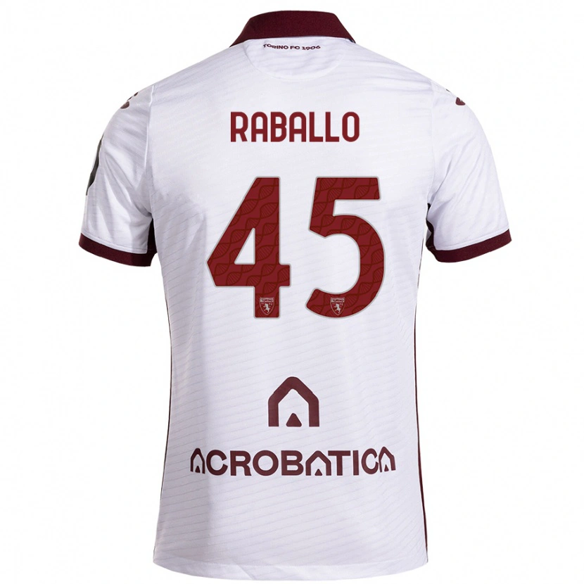 Danxen Enfant Maillot Alessio Raballo #45 Blanc Marron Tenues Extérieur 2024/25 T-Shirt