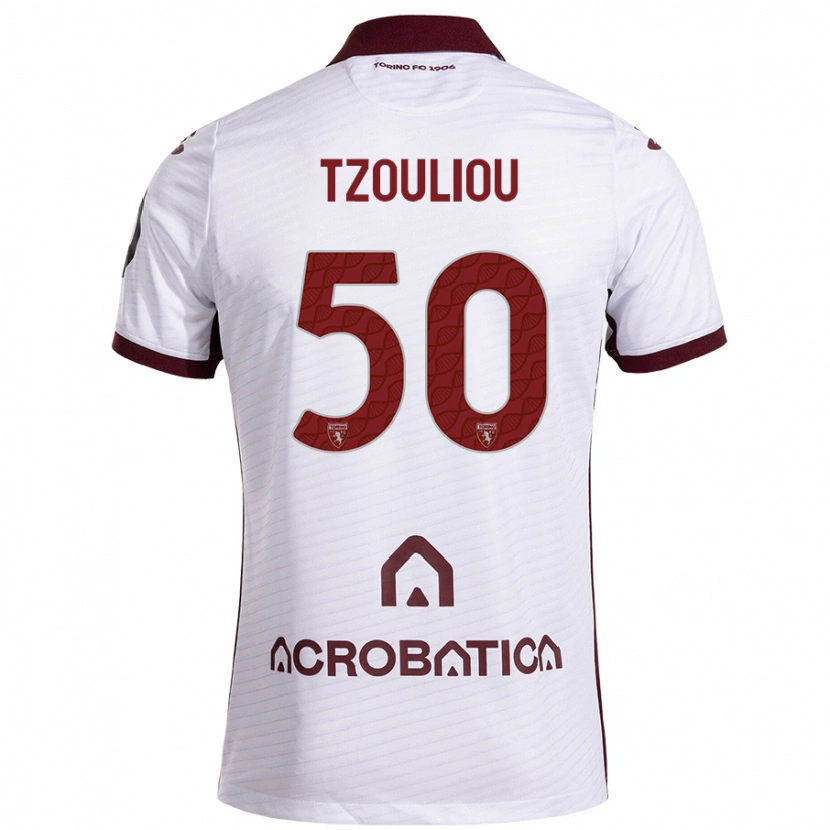 Danxen Enfant Maillot Dimitrianos Tzouliou #50 Blanc Marron Tenues Extérieur 2024/25 T-Shirt