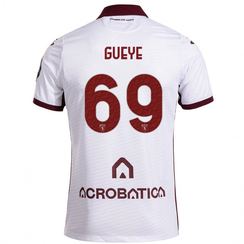 Danxen Enfant Maillot Ousmane Gueye #69 Blanc Marron Tenues Extérieur 2024/25 T-Shirt