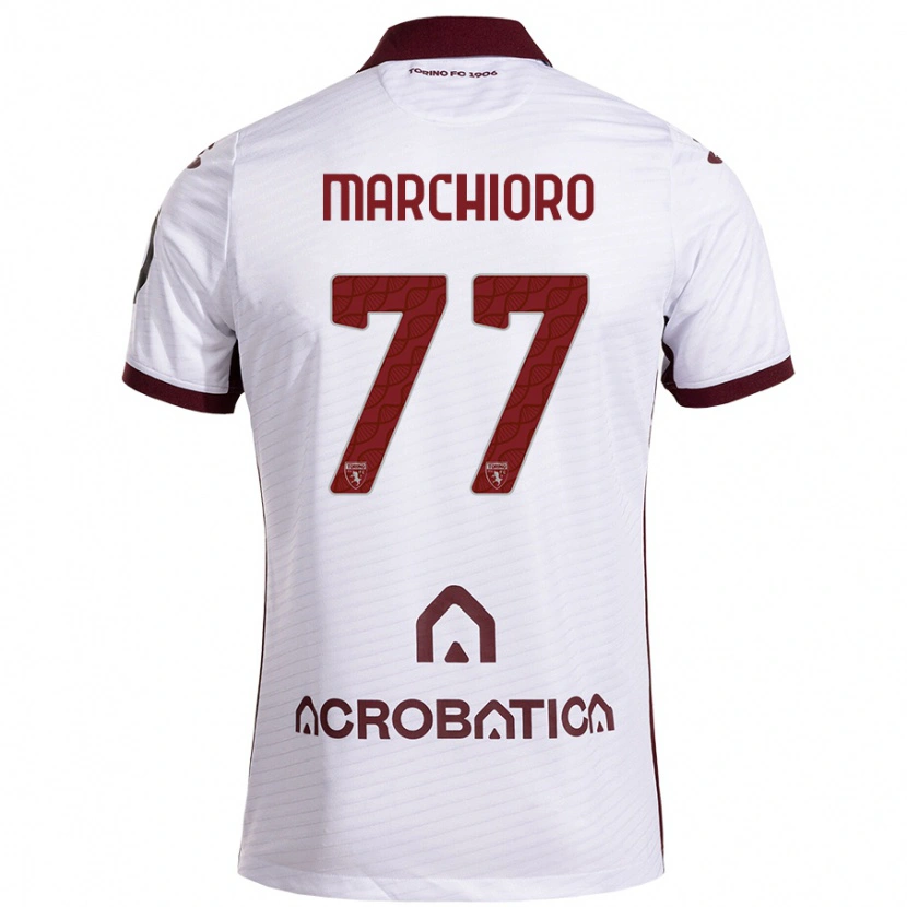 Danxen Enfant Maillot Raffaele Marchioro #77 Blanc Marron Tenues Extérieur 2024/25 T-Shirt