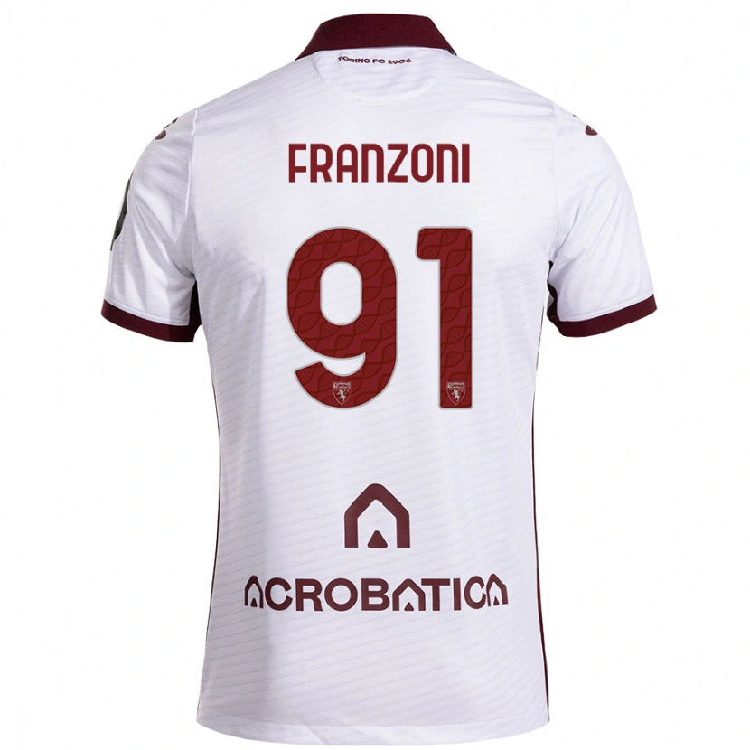 Danxen Enfant Maillot Nicolò Franzoni #91 Blanc Marron Tenues Extérieur 2024/25 T-Shirt