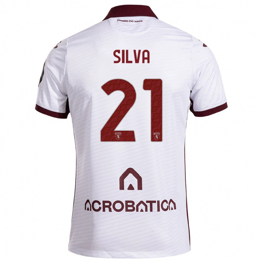 Danxen Enfant Maillot Jonathan Silva #21 Blanc Marron Tenues Extérieur 2024/25 T-Shirt