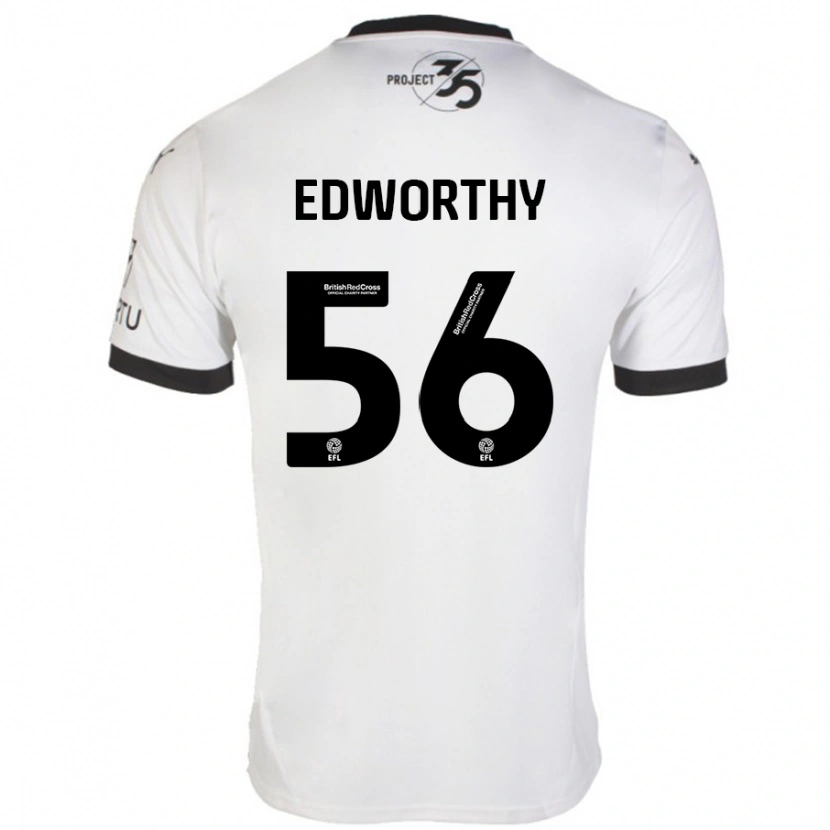 Danxen Enfant Maillot Kieran Edworthy #56 Blanc Noir Tenues Extérieur 2024/25 T-Shirt