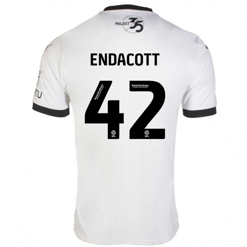 Danxen Enfant Maillot Jack Endacott #42 Blanc Noir Tenues Extérieur 2024/25 T-Shirt