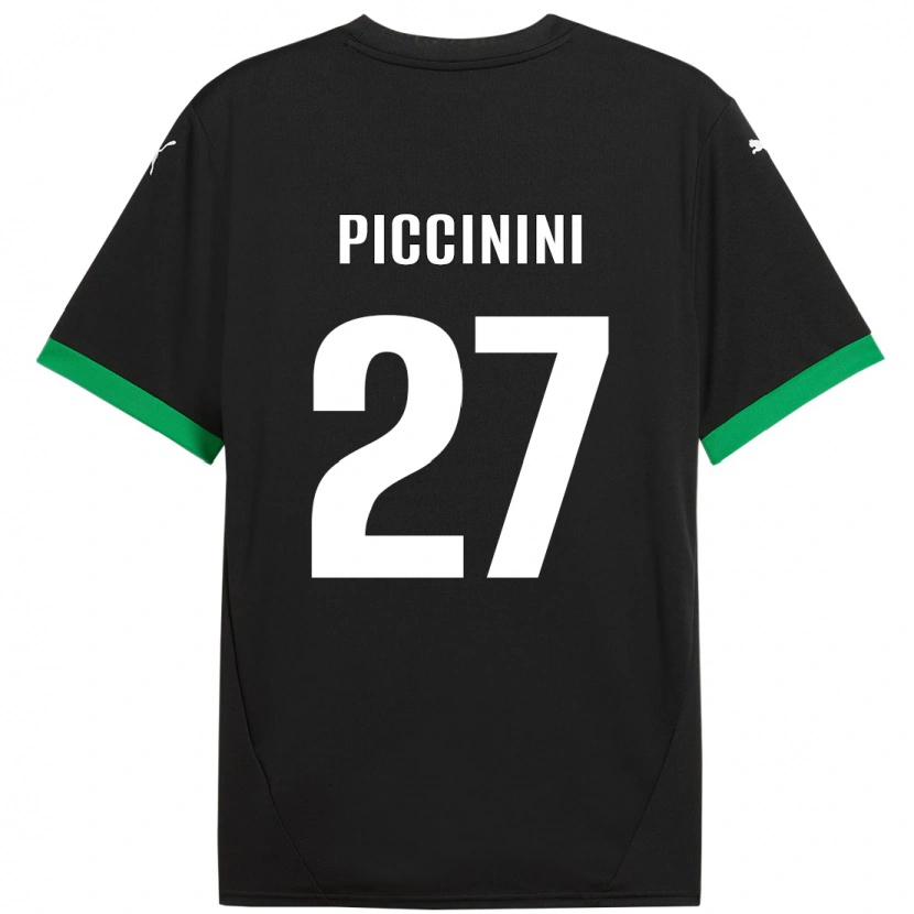 Danxen Homme Maillot Stefano Piccinini #27 Noir Vert Foncé Tenues Domicile 2024/25 T-Shirt