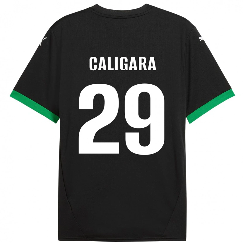 Danxen Homme Maillot Fabrizio Caligara #29 Noir Vert Foncé Tenues Domicile 2024/25 T-Shirt