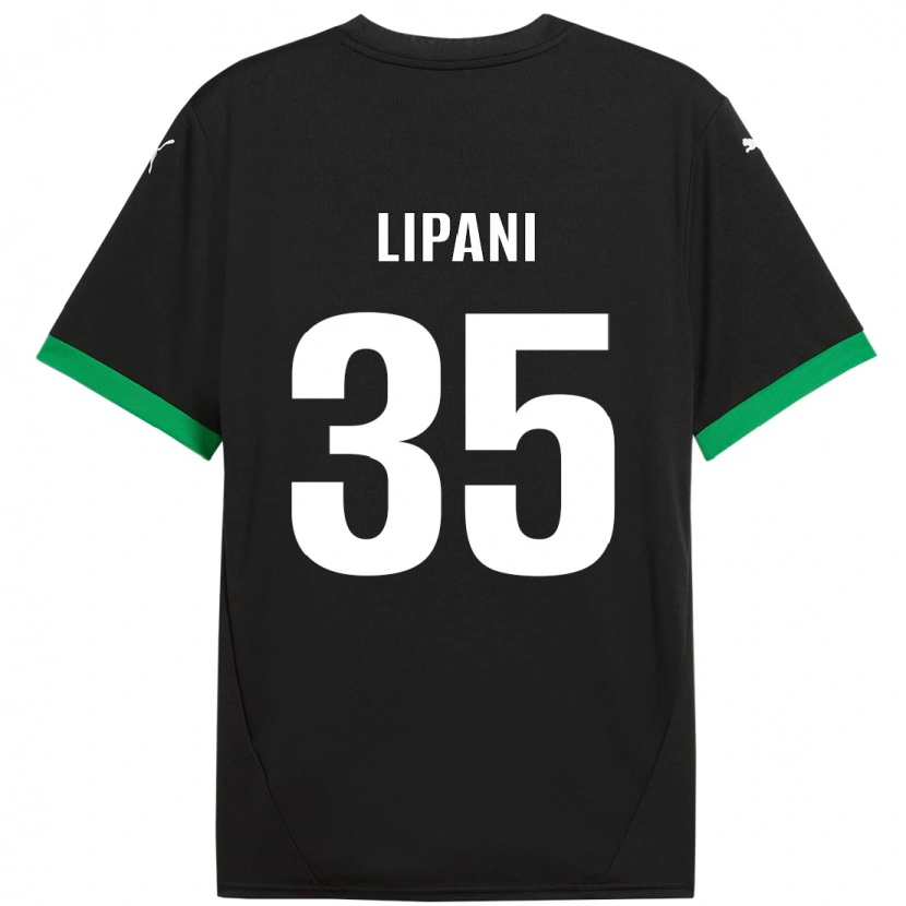 Danxen Homme Maillot Luca Lipani #35 Noir Vert Foncé Tenues Domicile 2024/25 T-Shirt