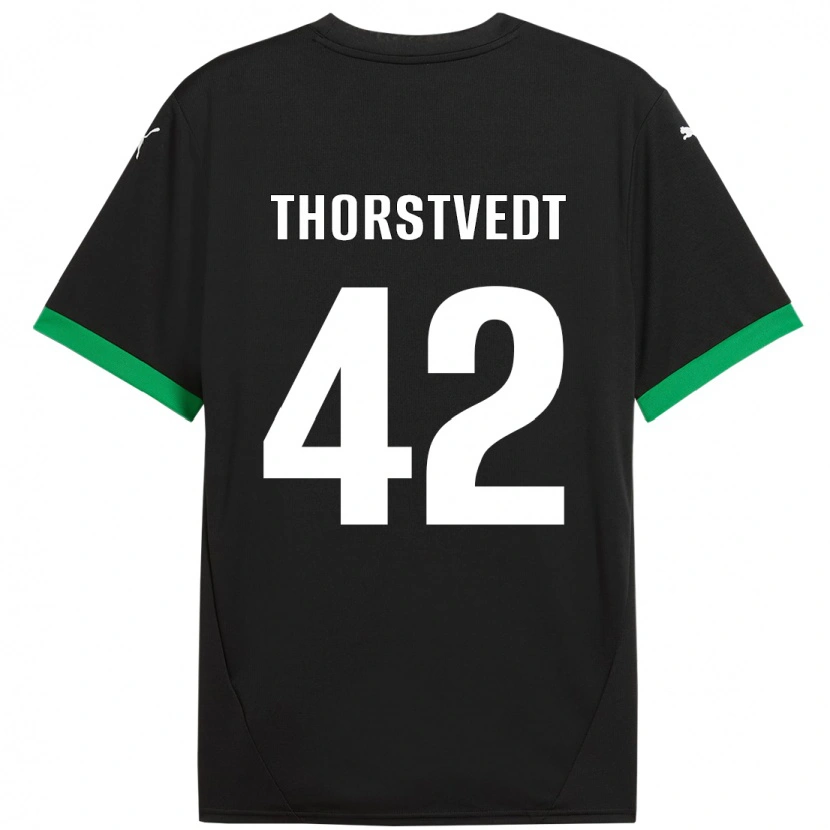 Danxen Homme Maillot Kristian Thorstvedt #42 Noir Vert Foncé Tenues Domicile 2024/25 T-Shirt