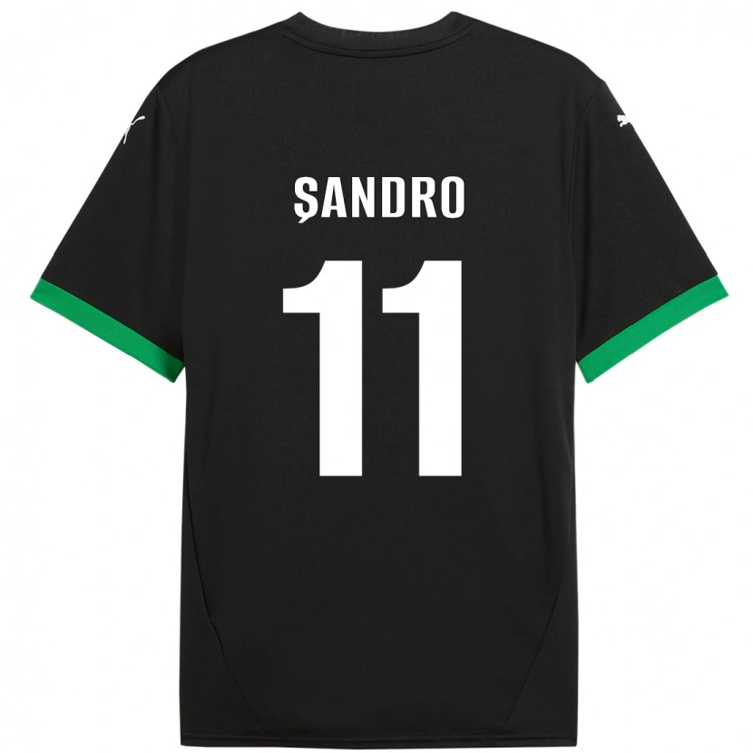 Danxen Homme Maillot Denis Șandro #11 Noir Vert Foncé Tenues Domicile 2024/25 T-Shirt