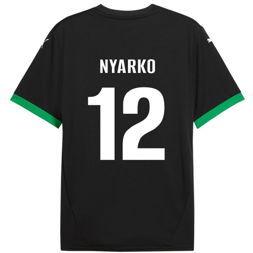 Danxen Homme Maillot Lorenzo Nyarko #12 Noir Vert Foncé Tenues Domicile 2024/25 T-Shirt