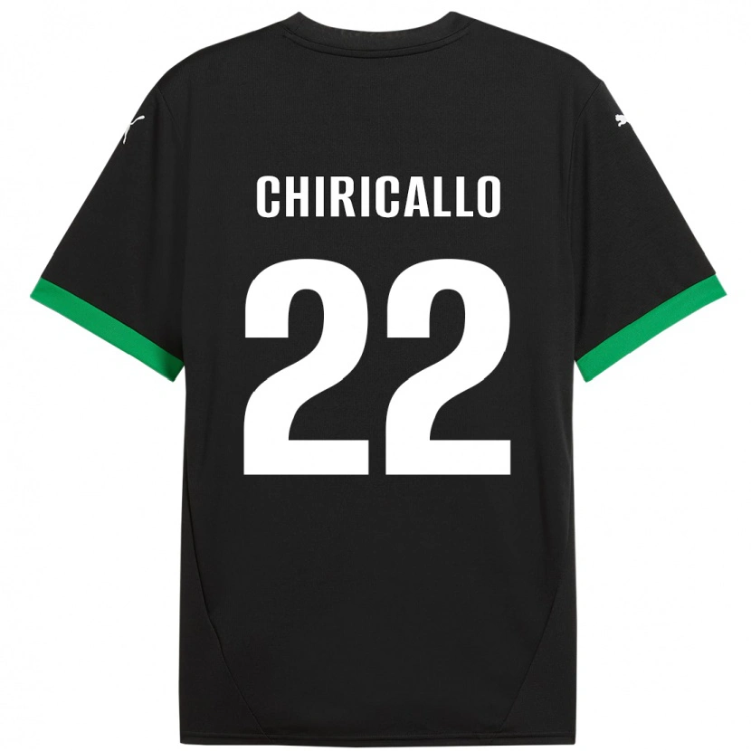 Danxen Homme Maillot Giovanni Chiricallo #22 Noir Vert Foncé Tenues Domicile 2024/25 T-Shirt