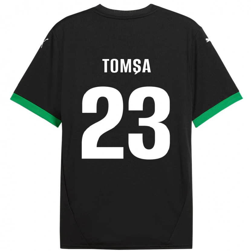 Danxen Homme Maillot Troy Tomșa #23 Noir Vert Foncé Tenues Domicile 2024/25 T-Shirt